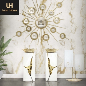 Évier <span class=keywords><strong>de</strong></span> luxe <span class=keywords><strong>de</strong></span> style Unique, <span class=keywords><strong>lavabo</strong></span> <span class=keywords><strong>de</strong></span> salle <span class=keywords><strong>de</strong></span> bain doré <span class=keywords><strong>avec</strong></span> miroir, toilettes, meubles <span class=keywords><strong>de</strong></span> salle <span class=keywords><strong>de</strong></span> bain pour Villa, hôtel - Product Image 6