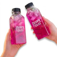 Bouteille en plastique PET transparente écologique pour jus, eau, lait, thé, boissons gazeuses, 200 ml, bouchon à vis carré, camping, randonnée, vaisselle de boisson