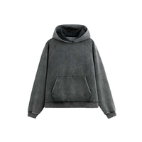 Sweat à capuche surdimensionné personnalisé pour homme, en molleton 100 % coton, de haute qualité, épais, effet vintage, pour l'automne, style streetwear
