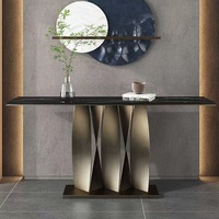 Console multifonctionnelle en acier inoxydable de luxe léger pour hôtel, bureau de vente, hall d'entrée, couloir - Entrée latérale étroite