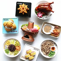 Modèle de simulation de cuisine chinoise personnalisé autocollant de réfrigérateur en résine autocollant mural commémoratif tourisme