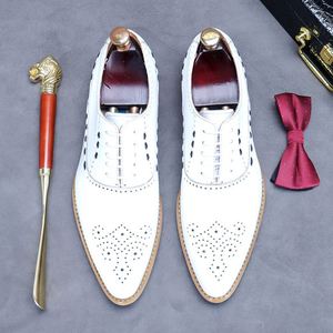 Chaussures en cuir formelles pour hommes, chaussures en cuir blanc pour hommes, chaussures en cuir de vachette pleine fleur anglaises pour événements formels et mariages - Product Image 5