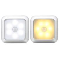 Lampu Malam Kabinet Dinding Tanpa Kabel Modern Bertenaga Baterai 6-LED Sensor Gerak Nirkabel Cahaya Putih Hangat untuk Lemari, Samping Tempat Tidur, Tangga
