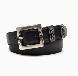 Cinturón de Nylon Negro con Remaches Plateados y Hebilla Esmaltada con Grabado de Corazón Rojo '<span class=keywords><strong>Tom</strong></span> Petty' 'Heartbreakers' Estilo Deportivo 120CM - Product Image 1