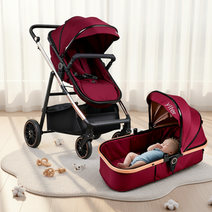 Offre Spéciale luxe 4-en-1 bébé poussette léger lin pliable poussette haute paysage <span class=keywords><strong>Compact</strong></span> Portable deux sièges en gros - Product Image 5