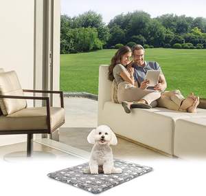 Cama para Perros con Diseño de Caja, Reversible (Frío y Cálido), Lavable a Máquina, para Perros Pequeños a Extra Grandes, Gris Marino con Diseño de Estrellas - Product Image 1