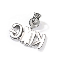 Nom personnalisé enfants plaqué rhodium pendentif Dollar argent sac crochet plein de Zircon lettre collier Bling Bling Hip Hop bijoux