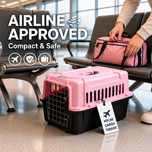 Jaula de Transporte para Mascotas <span class=keywords><strong>IATA</strong></span>, Pequeña, de Plástico PP, con Cierre de Resorte y Tornillos, Colores Pastel, Apilable, para Perros y Gatos - Product Image 1