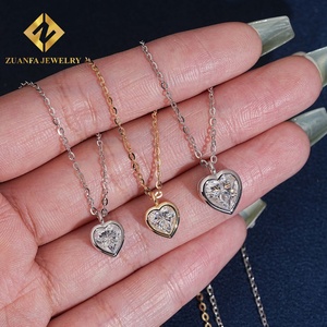 Collar de Plata 925 con Dijes de Corazón y Moissanita, Joyería Moderna con Certificado GRA, Regalo para Mujer - Product Image 2