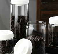 Hoge borosilicaat glazen potjes in het zwart voor cosmetica, lippenstift, parfum & shampoo verpakkingen - navulbaar met bamboe deksel en opties voor aangepaste labels