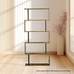 Demir Ahşap Katlanabilir Kitaplık Depolama Rafı Yer Tipi Oturma Odası Bölücü Çok Katlı Modern Minimalist Sergi Depolama Rafı - Product Image 3
