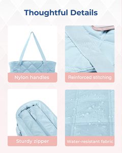 Sac fourre-tout matelassé pour femme avec compartiment pour ordinateur portable de 15,6 pouces, sac à main multi-poches, sac de voyage et de travail pour femme - Product Image 6