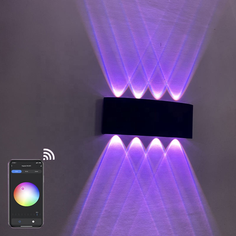 Wifi IP65 su geçirmez RGB ses ayarlanabilir açık bahçe akıllı duvar lambası Tuya APP sistemi Led akıllı dış mekan ışıkları