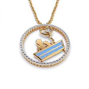 Collar con Colgante de Diamante Cultivado en Laboratorio |   Diseño de círculo con símbolo de corazón |   Amuleto Romántico de Oro con Diamantes |   Regalo Significativo - Product Image 1