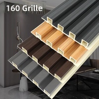 Panel Grille WPC Serat Bambu-Kayu Modern, Kedap Suara, untuk Dinding Latar TV, Finishing Bertekstur Lurus, Gaya Kasar