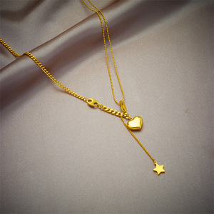 Mode Lariat Colliers Chaîne <span class=keywords><strong>En</strong></span> Acier Inoxydable Amour Coeur Charme Pendentif Collier Bijoux <span class=keywords><strong>En</strong></span> Acier Inoxidable pour les Femmes - Product Image 5
