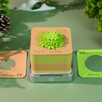 Bloc-notes calendrier panoramique 3D en chêne avec lumière LED, couverture en acrylique, boîte cadeau, décoration de bureau à vue complète, artisanat en papier