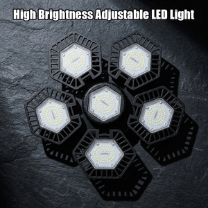 Lampe de garage LED 120W E27, <span class=keywords><strong>plafonnier</strong></span> déformable noir, super lumineux, pliable, pour atelier, entrepôt, magasin, blanc froid - Product Image 4
