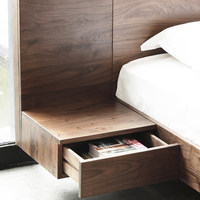 Lit flottant nordique 1,8 m, lit tatami Wabi-Sabi, cadre de lit en bois de noyer noir massif pour chambre principale