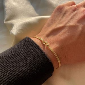 18k Gold Plated Knot Design Couple Bracelets Adjustable Exquisite Versatile Timeless <b>Chain</b> Stainless Steel Waterproof for Women - Product Image 3