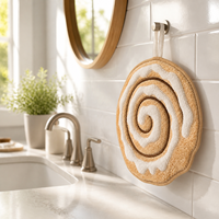 Serviette de toilette promotionnelle en peluche personnalisée en forme de gâteau marron, en tissu doux