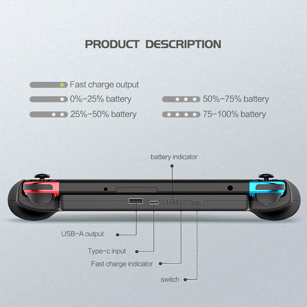 10000mAh Fast Charger External Battery Case Nintendo Switch Lite Console  Holder Power Bank for Nintendo Switch