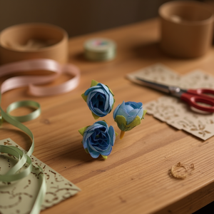 ILAN Fiori Blu Rosa 2,5cm 3 Pezzi Decorazione Artigianale - Product Image 3