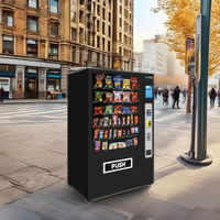 Grand distributeur automatique commercial combiné avec ascenseur, boissons et en-cas réfrigérés, grand écran tactile et système de paiement par pièces