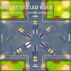 หลอดไฟ LED รถยนต์ Super Bright T10 3014 24SMD 12v ให้แสงสว่างกว้างสำหรับป้ายทะเบียนหลังรถยนต์ หลอดไฟ LED T10 - Product Image 2