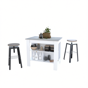 <b>Kitchen</b> Island With Three Concealed <b>Shelves</b> Wood Modern Design <b>For</b> <b>Kitchen</b> Storage - Product Image 1