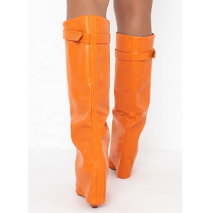 Winter Women <b>Shoes</b> on Pointy Toe Wedge High Heel Boots Women's Knee High Custom Made <b>Shoes</b> Big Size 43 - Product Image 3