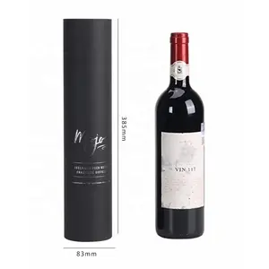 Cilindro de papelão personalizado rígido de luxo, garrafa de vinho tinto com tubo de embalagem