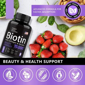 Cápsulas de biotina de etiqueta privada OEM cápsulas de biotina de colágeno para la salud de las uñas y la piel del cabello - Product Image 2