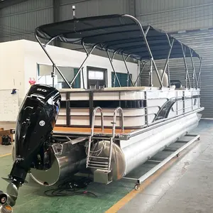Custom Professional River Crossing Float Tube Party Luxury Aluminium Boat Pontoons Floating Pontoon Boat With Motor And Trailer
