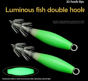 Fish king — hameçon lumineux phosphorescent à 32 aiguilles, appât artificiel idéal pour la pêche d'hiver au calmar, au seiche, au poisson, carpe, multicolore - Product Image 5