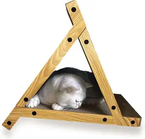 Atacado Triangular 3-sided Cat Coçar Placa ondulada cat scratch board com Catnip Thick Board para Cat Coçar