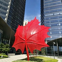 Sculptures d'art abstrait moderne personnalisées, peintes à la main, en acier inoxydable, en forme de feuille, pour la décoration extérieure des espaces publics et l'aménagement paysager