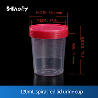 Vaso de Recolección de Muestras de Orina Estéril Desechable de PP de 120 ml con Tapa de Rosca, 250 Piezas/Caja, Personalizable OEM para Uso en Laboratorio