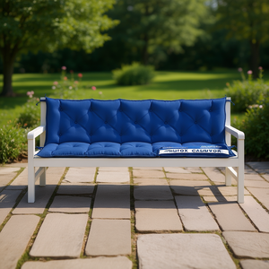 Cuscino per panca da esterno in tessuto Oxford, blu, rettangolare, trapuntato, rimovibile, lavabile, per tutte le stagioni, set da 2 - Product Image 2