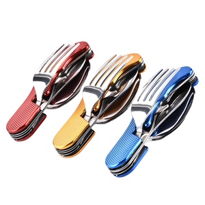 OEM Trung Quốc Dã Ngoại dao kéo dao đặt thép không gỉ thiết lập dao kéo cắm trại Bộ đồ ăn bằng thép không gỉ gấp muỗng nĩa dao - Product Image 2