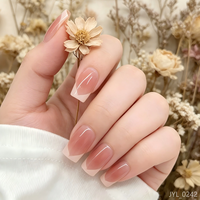 Faux ongles à presser nude blush, forme cercueil, French manucure, faits main, marque privée, vente en gros