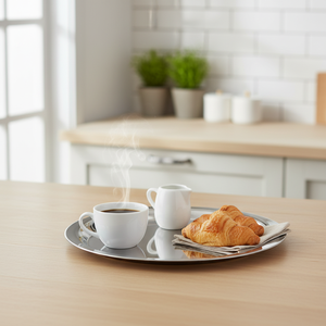 Elegante Vassoio di Servizio Moderno in Legno, 165 mm Rotondo, Design Liscio, Ecologico, per Uso in Cucina - Product Image 3
