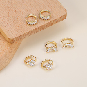 Fashion <b>Stud</b> <b>Earrings</b> Gold Flower Shape <b>Crystal</b> Inlay Stainless Steel Party Jewelry EA32300AG - Product Image 1
