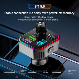 Accesorios portátiles para coche, reproductor de <span class=keywords><strong>MP3</strong></span> BT 5,0, llamada manos libres, transmisor FM inalámbrico para coche con luz ambiental de colores, para el coche, para el coche, para el año - Product Image 4