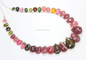 Cuentas de piedra de 6 pulgadas con forma de pera facetada de turmalina múltiple natural - Product Image 3