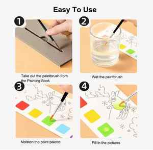 Grosir Cat saku dengan coretan air buku mewarnai untuk anak-anak gambar cetak buku mainan Set dengan sikat - Product Image 3