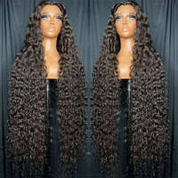 Penjual Grosir Wig Rambut Asli Brasil 40 Inch 13x6 Glueless HD Lace Front, Wig Frontal Rambut Asli India, Wig Water Deep Wave
