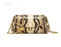 Taschen für Damen Neue Lederhandtasche im Schlangenmuster-Design, Premium-Umhängetasche mit goldener Kugelkette, kleine Tasche