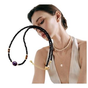 สร้อยคอคริสตัล จี้ประดับลูกปัดสีดำ เครื่องประดับสำหรับผู้หญิง สวมใส่ได้ทุกวัน เครื่องประดับมินิมอล อุปกรณ์เสริมแฟชั่น - Product Image 1
