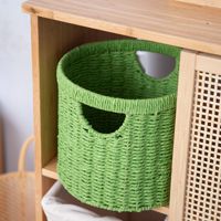 Boîte de rangement de bureau moderne et minimaliste personnalisable, multifonctionnelle, transfrontalière, en fibre de papier verte, à double poignée, pour café et articles divers